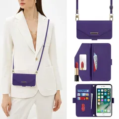 【Hamany】 対応 iPhone 8 plus ケース ショルダー 鏡 iphone 7 plus ケース 手帳型 iphone8プラス ケース ストラップ付き ミラー iphone7プラス ケース カード収納 財布 クロスボディケース 肩がけ 首掛け 斜