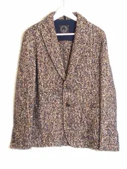 【217793】T-JACKET ティージャケット  Made in Italy　ツイード　テーラードジャケット　アウター  M マルチブラウン