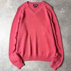 90s USA製 LAND'S END 無地 コットン ニット セーター M / 90年代 アメリカ製 オールド ランズエンド ピンク クルーネック