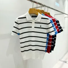 ポロ ボーダー柄 カラ 半袖 ニット
