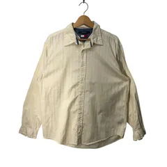 90's vintage 90年代 ヴィンテージ TOMMY JEANS トミージーンズ 長袖シャツ ボタンダウン ストライプ オールド INDIA製 Mサイズ アイボリー