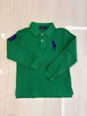 ポロ ラルフローレン キッズ グリーン 長袖 ポロTシャツ 7サイズ