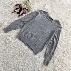 フォロワー限定お得なクーポン配布中！ 『YECCA VECCA』イェッカヴェッカ　パール付き長袖ニット　セーター　クルーネック　クリアビーズ　上品　グレー(F)