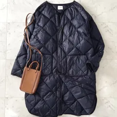 美品＊DOORS アーバンリサーチドアーズ ライトダウンキルトロングコート ネイビー紺 ノーカラー アウター URBAN RESEARCRH