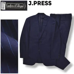 【上質】 ジェイプレス J.PRESS トレーニョ Lanificio di Tollegno イタリア製 生地 シングル スーツ セットアップ 上下 テーラード ジャケット スラックス パンツ A7 ピンストライプ ネイビー メンズのサムネイル