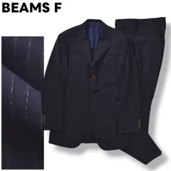 【上品】 日本製 ビームス エフ BEAMS F 3B シングル スーツ セットアップ 上下 テーラード ジャケット スラックス パンツ 93 ピンストライプ ネイビー フォーマル ビジネス カジュアル メンズのサムネイル