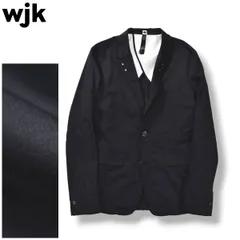 日本製 ダブルジェイケイ wjk 2B シングル テーラード ジャケット 総裏地 センターベント ノッチドラペル ストレッチ カットオフ パイピング フック 装飾 L ブラック デザイナーズ モード カジュアル メンズ