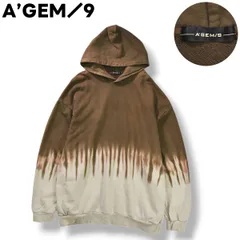 エージェムナイン AGEM／9  ツートンカラー プルオーバー フーディー パーカー ビッグシルエット 裏地 パイル FREE ブラウン x ベージュ 韓国系 韓流 K－POP ストリート メンズ レディース ユニセックス 男女兼用
