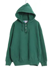 【お得なクーポン配布中!】 90s USA製 ラッセル ヘンリーネック 無地 スウェット フード パーカー メンズ XL / オールド トレーナー 裏起毛 プルオーバー 大きいサイズ