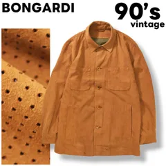 90s ヴィンテージ ドイツ製 ボンガーディ BONGARDI パンチング メッシュ スウェード シャツ ダブルポケット ボックスシルエット サイドスリット 背抜き PERFORINO 48 ライトブラウン メンズ