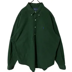 2XL グリーン 緑 オーバーサイズ  ボタンダウン ラルフローレン  ワンポイント シャツ レディース ユニセックス メンズ 古着 長袖 CHM