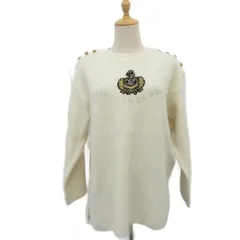 バレンザポースポーツ VALENZA PO SPORTS ニット セーター 40 アイボリー 長袖 ラウンドネック エンブレム刺繍 /YS33 ■ECD001