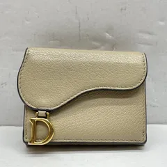 01w-4609 クリスチャンディオール Christian Dior  SADDLE MEDIUM WALLET サドル コンパクトウォレット ベージュ  レディース  折り財布  箱、袋あり  ミニ財布  三つ折り財布  S5653CCEH  【中古品】