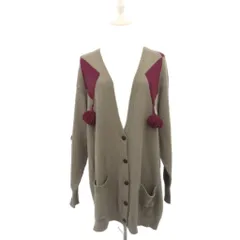 バリー BALLY ニットカーディガン カシミヤ L グレー Vネック アーガイルチェック柄 タッセル飾り ロング丈 /YS10 ■ECD001