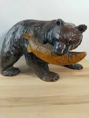 熊 クマ くま 木彫り 置物 鈴木工芸 玉堂 オビヒロ A440