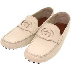 未使用品 グッチ ドライビングシューズ インターロッキングG 730148 レザー ホワイト 白 靴その他 0598 GUCCI