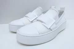 【223769】Sergio Rossi セルジオロッシ 23FW TWENTY SPORT メッシュ×レザースリッポン スニーカー ・36 A98690 ホワイト