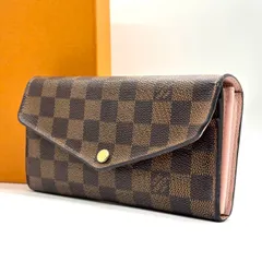 甘さを格上げする✨　LOUIS VUITTON　長財布 ポルトフォイユサラ ダミエ ローズバレリーヌ 16カード N60114　ブラウン×ピンク