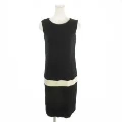 マリークワント MARY QUANT LONDON ワンピース M 黒 ブラック ノースリーブ ワンポイント 切替 /MN11 ■ECD001