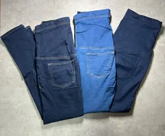 【まとめ売り】マタニティパンツ 3枚セット S エルフィンドール デニム レギンス アジャスター付 妊娠初期〜産後 西松屋 ELFINDOLL ジーパン ズボン ストレッチ ネイビー ブルー まとめ売り お得 プレママ 出産準備