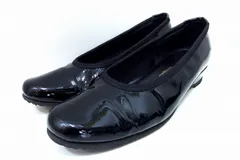 【224348】GINZA yoshinoya 銀座ヨシノヤ  晴雨兼用 ウェッジソール ローヒールパンプス エナメルレザー  ・23.0ｃｍ