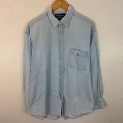 Ralph Lauren ラルフローレン シャツ 胸ロゴ ブルー Mサイズ メンズ 古着 アメカジ ストリート