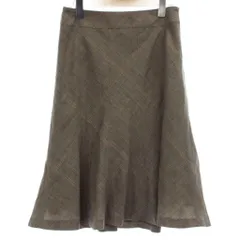 23区 オンワード樫山 フレアスカート ウール 38 チャコールグレー チェック柄 ミディ丈 Aライン /GG ■ECD001