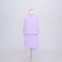 【新品未使用・タグ付き】パーティードレス パールネック プリーツシフォン ラベンダー 上品 フェミニン パーティー お呼ばれ ナイトドレス 上下セット セパレートドレス