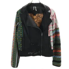 Desigual デシグアル エスニック柄 ダブルライダースジャケット 40 マルチ レディース 古着