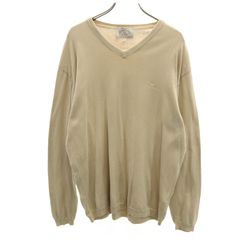ARMANI JEANS アルマーニジーンズ 90s イタリア製 オールド 長袖 Vネック ニット M ベージュ メンズ 古着