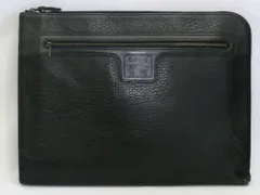 【227080】BURBERRY バーバリー  レザー　クラッチバッグ　シボ革　セカンドバッグ　ラージサイズ ブラック