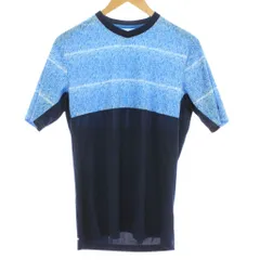 アディダス adidas Tシャツ スポーツウェア L 青 ブルー ネイビー Vネック 半袖 切り替えデザイン /GG ■ECD001