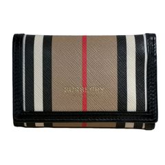 BURBERRY 三つ折り財布 チェック柄 ストライプ - メルカリ
