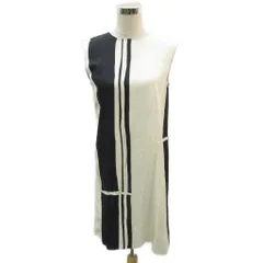 セオリー Theory ワンピース ひざ丈 絹 シルク S アイボリー ストライプ柄 ノースリーブ /SM9 ■ECD001