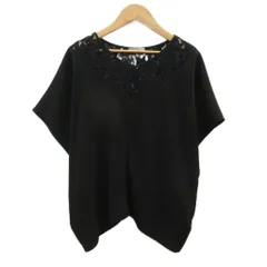 セオリーリュクス theory luxe カットソー 38 黒 ブラック Vネック 半袖 レース /SM11 ■ECD001