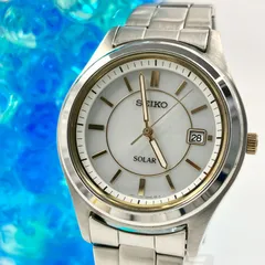 【稼働】セイコー SEIKO ソーラー V147-0AE0 腕時計 シルバー ゴールド デイト メンズ 10気圧防水 ステンレス コンビ ビジネス カジュアル