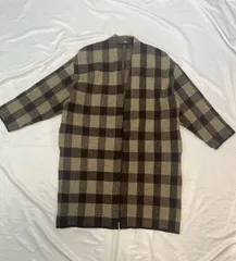 【224751】Mila Owen ミラオーウェン  ロングコート　アウター　チェック柄　ボタン無し　サイズ0  ・ ブラウン