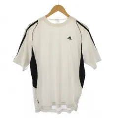 アディダス adidas Tシャツ L 白 ホワイト 黒 ブラック 半袖 クルーネック バイカラー ロゴ ストレッチ /BB ■ECC001