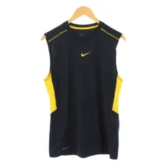 ナイキ NIKE タンクトップ L 紺 ネイビー 黄色 イエロー ノースリーブ クルーネック ロゴ プリント 切替 バイカラー /BB ■ECC001
