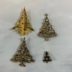 【229102】 ヴィンテージ　ブローチ　クリスマスツリー　4本セット