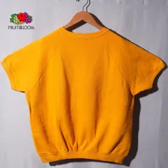 超希少 70s USA製 バータグ フルーツオブザルーム FRUIT OF THE ROOM スウェットシャツ XL マスタード ヴィンテージ Vintage フェード 雰囲気系 ストリート アメカジ 古着 E711