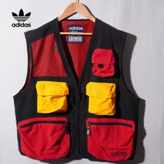 90s アディダス アドベンチャー adidas ADVENTURE ナイロン ベスト XL ブラック レッド イエロー ロゴ刺繍 フィッシングベスト ヴィンテージ Vintage ストリート オーバーサイズ ビッグシルエット アウトドア 古着 D217のサムネイル