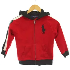 ポロ ラルフローレン POLO RALPH LAUREN 子ども服（男女兼用） 120/6 赤 レッド 黒 ブラック パーカー 長袖 ジップアップ ロゴ刺繍 /GG ■GY59