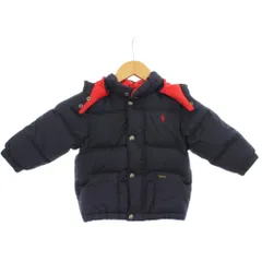 ポロ ラルフローレン POLO RALPH LAUREN 子ども服（男女兼用） 90/52 ダウン 紺 ネイビー 赤 レッド 長袖 フード付き ロゴ刺繍 /GG ■GY59