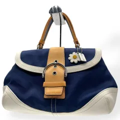 極美品　COACH コーチ　ソーホー　ハンドバッグ　フラワーチャーム　ネイビー
