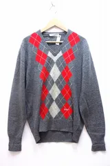 【227845】Burberrys バーバリー  ヴィンテージ スコットランド製 アーガイル Vネック ニットセーター メンズ  42・107ｃｍ