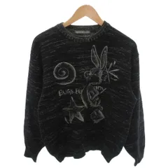 GREENCLUBS ニット セーター ウール 3 黒 ブラック 長袖 クルーネック キャラクタープリント/刺繍 1321-6308 /HW ■GY06