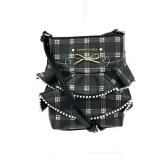 Samantha Vega サマンサベガ ミニショルダーバッグ  フリル リボン フェイクパール チェック柄 PVC    グレー レディース / 240001190811