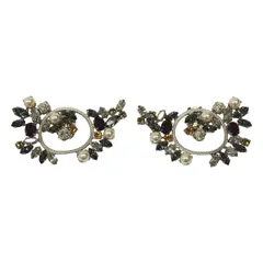 JIMMY CHOO ジミー チュウ Adelle Black Diamond Mix Metal With Crystals And Pearls Shoe Clips   -のサムネイル