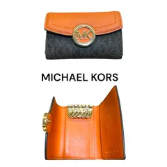 MICHAEL KORS マイケルコース　キーケース　 レザー 革 6連　ロゴマーク　MK ブラウン　オレンジ